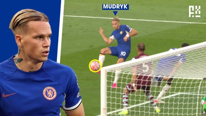 Pha đỡ bóng gọn gàng nhưng dứt điểm kém của Mudryk trong trận Chelsea thua West Ham 1-3.