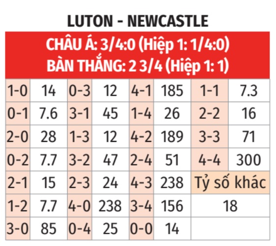 Luton Town vs Newcastle