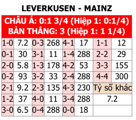 Leverkusen vs Mainz 